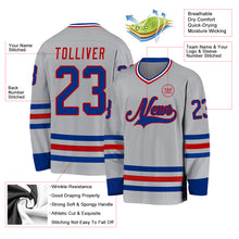 Load image into Gallery viewer, Custom Gray Royal-Red Hockey Jersey