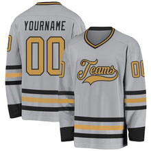 Load image into Gallery viewer, Custom Gray Old Gold-Black Hockey Jersey