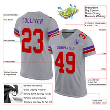 Load image into Gallery viewer, Custom Gray Red-Purple Mesh Authentic Football Jersey