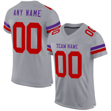 Load image into Gallery viewer, Custom Gray Red-Purple Mesh Authentic Football Jersey