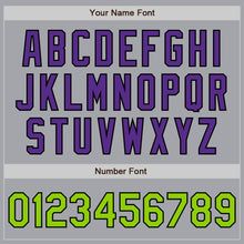 Load image into Gallery viewer, Custom Gray Neon Green Black-Purple Authentic Baseball Jersey