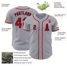 Load image into Gallery viewer, Custom Gray Red-Navy Authentic Baseball Jersey