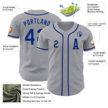 Load image into Gallery viewer, Custom Gray Royal Authentic Baseball Jersey