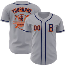 Load image into Gallery viewer, Custom Gray Navy-Orange Authentic Baseball Jersey