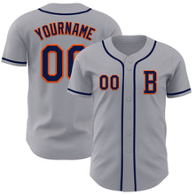 Load image into Gallery viewer, Custom Gray Navy-Orange Authentic Baseball Jersey