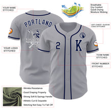 Load image into Gallery viewer, Custom Gray Navy-White Authentic Baseball Jersey