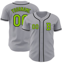 Load image into Gallery viewer, Custom Gray Neon Green-Black Authentic Baseball Jersey