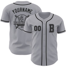 Load image into Gallery viewer, Custom Gray Black Authentic Baseball Jersey