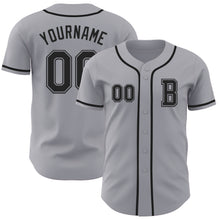 Load image into Gallery viewer, Custom Gray Black Authentic Baseball Jersey