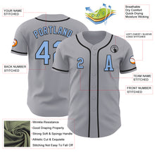 Load image into Gallery viewer, Custom Gray Light Blue-Black Authentic Baseball Jersey