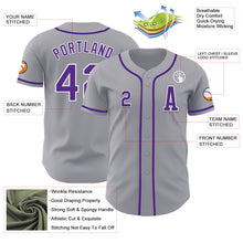 Load image into Gallery viewer, Custom Gray Purple-White Authentic Baseball Jersey