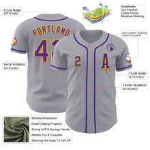 Load image into Gallery viewer, Custom Gray Purple-Gold Authentic Baseball Jersey