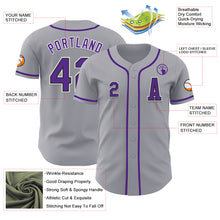Load image into Gallery viewer, Custom Gray Purple-Black Authentic Baseball Jersey