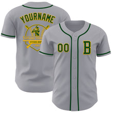 Load image into Gallery viewer, Custom Gray Green-Gold Authentic Baseball Jersey