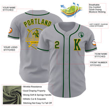 Load image into Gallery viewer, Custom Gray Green-Gold Authentic Baseball Jersey