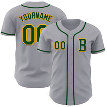 Load image into Gallery viewer, Custom Gray Green-Gold Authentic Baseball Jersey