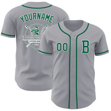 Load image into Gallery viewer, Custom Gray Kelly Green-White Authentic Baseball Jersey