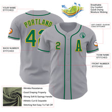 Load image into Gallery viewer, Custom Gray Kelly Green-Gold Authentic Baseball Jersey