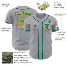 Load image into Gallery viewer, Custom Gray Kelly Green-Gold Authentic Baseball Jersey