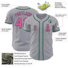 Load image into Gallery viewer, Custom Gray Pink-Kelly Green Authentic Baseball Jersey