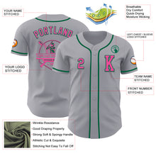 Load image into Gallery viewer, Custom Gray Pink-Kelly Green Authentic Baseball Jersey