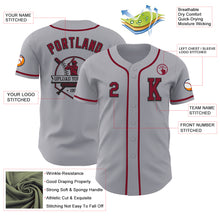 Load image into Gallery viewer, Custom Gray Crimson-Black Authentic Baseball Jersey