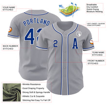 Load image into Gallery viewer, Custom Gray Royal-White Authentic Baseball Jersey