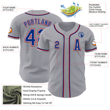 Load image into Gallery viewer, Custom Gray Royal-Red Authentic Baseball Jersey