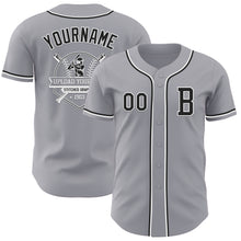Load image into Gallery viewer, Custom Gray Black-White Authentic Baseball Jersey