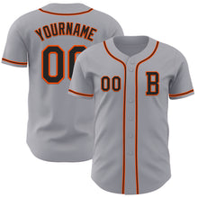 Load image into Gallery viewer, Custom Gray Black-Orange Authentic Baseball Jersey