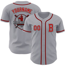 Load image into Gallery viewer, Custom Gray Red-Black Authentic Baseball Jersey