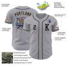 Load image into Gallery viewer, Custom Gray Navy-Old Gold Authentic Baseball Jersey
