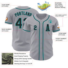 Load image into Gallery viewer, Custom Gray Black-Teal Authentic Baseball Jersey