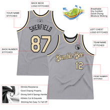 Load image into Gallery viewer, Custom Gray Cream-Black Authentic Throwback Basketball Jersey