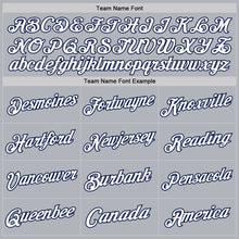 Load image into Gallery viewer, Custom Gray White-Navy Authentic Throwback Basketball Jersey