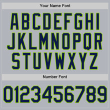 Load image into Gallery viewer, Custom Gray Navy-Neon Green Authentic Throwback Basketball Jersey