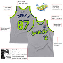 Load image into Gallery viewer, Custom Gray Neon Green-Navy Authentic Throwback Basketball Jersey
