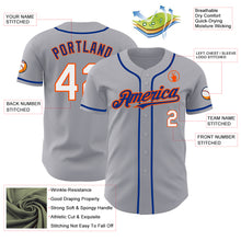 Load image into Gallery viewer, Custom Gray White Orange-Royal Authentic Baseball Jersey