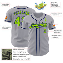 Load image into Gallery viewer, Custom Gray Neon Green-Navy Authentic Baseball Jersey