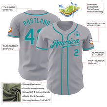 Load image into Gallery viewer, Custom Gray Teal Authentic Baseball Jersey