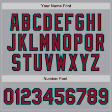 Load image into Gallery viewer, Custom Gray Black Pinstripe Crimson-Teal Authentic Baseball Jersey