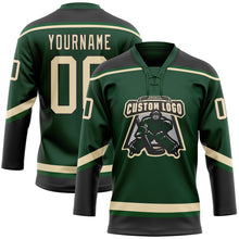 Load image into Gallery viewer, Custom Green City Cream-Black Hockey Lace Neck Jersey