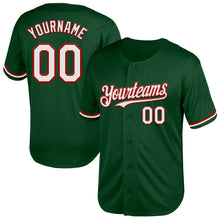 Load image into Gallery viewer, Custom Green White-Red Mesh Authentic Throwback Baseball Jersey