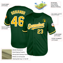 Load image into Gallery viewer, Custom Green Gold-White Mesh Authentic Throwback Baseball Jersey