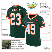 Load image into Gallery viewer, Custom Green White-Orange Mesh Authentic Throwback Football Jersey