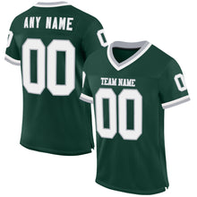 Load image into Gallery viewer, Custom Green White-Gray Mesh Authentic Throwback Football Jersey