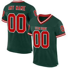 Load image into Gallery viewer, Custom Green Red-White Mesh Authentic Throwback Football Jersey