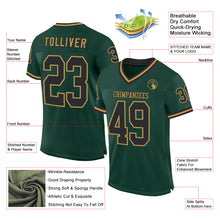 Load image into Gallery viewer, Custom Green Black-Old Gold Mesh Authentic Throwback Football Jersey