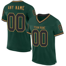 Load image into Gallery viewer, Custom Green Black-Old Gold Mesh Authentic Throwback Football Jersey
