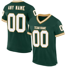 Load image into Gallery viewer, Custom Green White-Old Gold Mesh Authentic Throwback Football Jersey